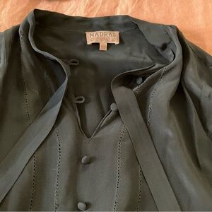 Black silk APC Madras blouse xs